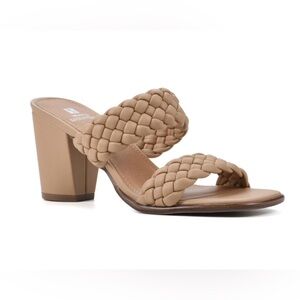 White Mountain Womens By Far Faux Leather Woven Heels (EUC)(Size: 11M) NWOT